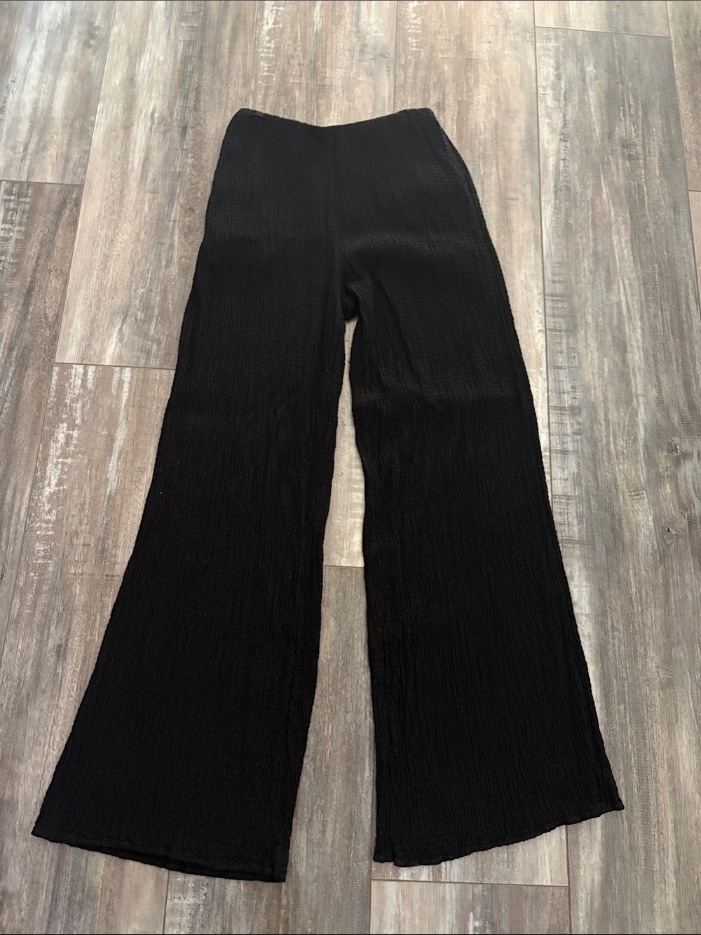 Cloth & Stone Black Crinkled Gauze Pants XS